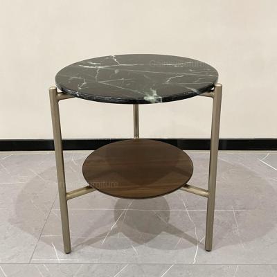 China (Other) Adjustable Nordic style artificial marble table with and stainless steel plated tea table for sale