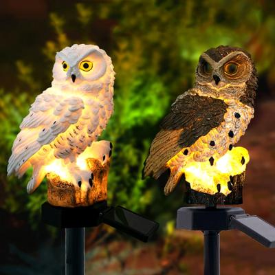 China Garden Amazon Hot Sale Outdoor Decoration Lawn Lamp Resin Solar Powered Owl Shape Led Solar Garden Light for sale