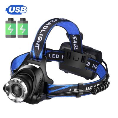 China Outdoor/Garden/Lawn Rechargeable Head Lithium Usb 18650 Lights With Rear Red Safety Light, Led T6 Head Lamp for sale