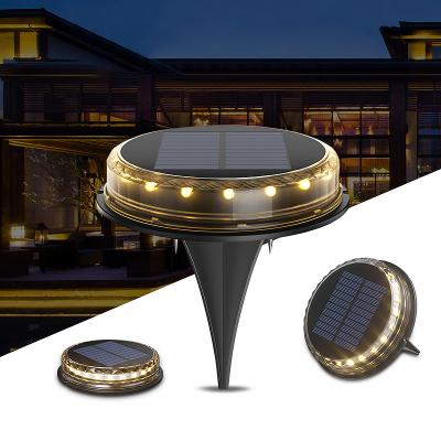 China New Arrival 8 Bright Warm White Garden Led Solar Disc Lights For Outdoor Yard Lawn Trees Pathway for sale