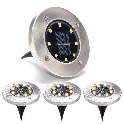 China Hot Sale Garden Solar Ground Lights 8 Led Solar Cell Lamps For Garden Lawn Patio Pathway Yard Deck Walkway for sale