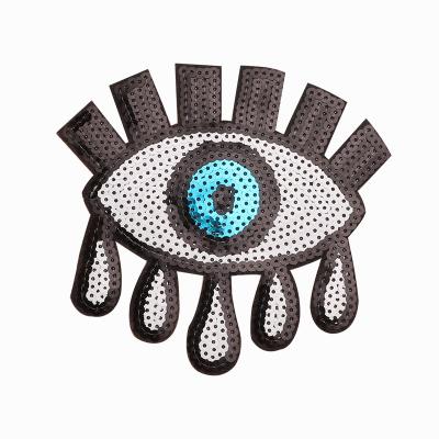 China Cheap price fashion embriodery patch for eyes sequin embroidery fabric back patch clothing sequin tears eye patches clothing accessories classic devil's clothing accessories for sale