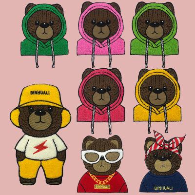 China Cheap price fashion embriodery patch for clothes fashionable cartoon bear bear embroidery fabric sticker bag fluffy cool decorative accessories patch for sale