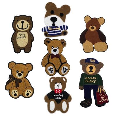 China Cheap price fashion embriodery patch for clothes cartoon embroidery bear patch sticker big bear pattern clothing iron diy patch decal for sale