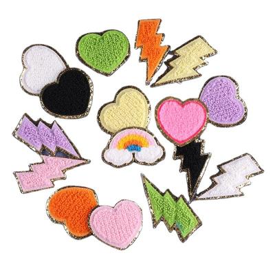 China Cheap price fashion embriodery patch for clothes computer embroidered logo love lightning towel embroidered shoes and hats clothing accessories applique patchwork patch for sale