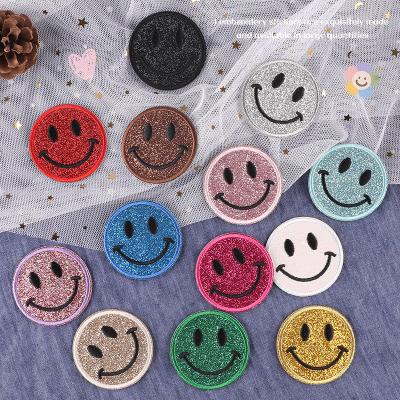 China Cheap price fashion embriodery patch for cute smiley hat accessories self-adhesive embroidery face clothes expression cloth patch for sale