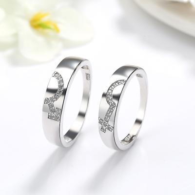 China ZHILIAN Custom Couple Ring 925 Sterling Silver Cubic Zirconia Wedding Engagement Diamond Ring Set Eco-Friendly for sale