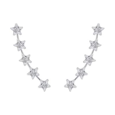 China FASHIONABLE ZHILIAN 925 Sterling Silver Jewelery Star Zircon Climber Stud Earrings For Women for sale