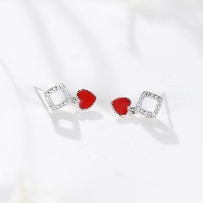 China Eco-Friendly Heart Unique Design Fashion Jewelry ZHILIAN Sterling Silver Circle Stud Earrings For Women for sale