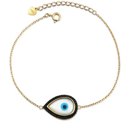 China ZHILIAN Inlay Micro Cubic Zirconia 925 Sterling Silver Evil Eye Gold CLASSIC Bracelet for sale