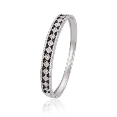 China CLASSIC Black Keystone Jewelry Bangle Sterling Silver Bracelets for sale