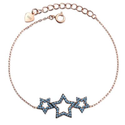 China ZHILIAN Eco-friendly Zircons Charm Design Jewelry Blue Star Rose Gold Plated 925 Silver Jewelry Bracelets For Ladies for sale