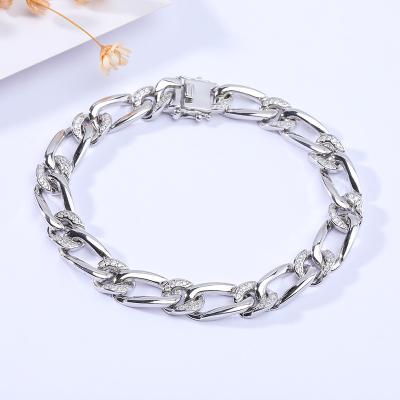 China Custom Logo 925 Sterling Silver Jewelry Chain Link Curb Men Eco-Friendly Bracelet for sale