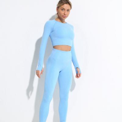 China Antibacterial Unique Design Hot Sale Autumn/Winter Quick Dry Long Sleeve Casual Seamless Yoga Suit for sale