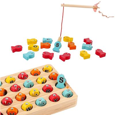 China Wooden Alphabet Color Matching Puzzle , Wooden Magnetic Fishing Game Toy for sale