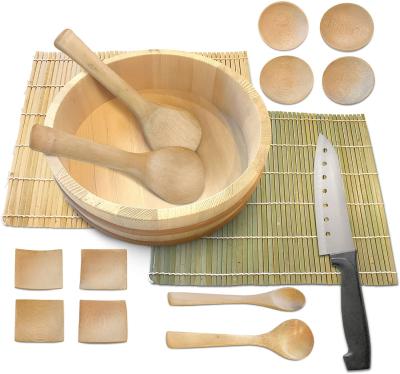 China Sustainable bamboo sushi making kit - 15 piece sushi accessory pack plus sushi knife. for sale