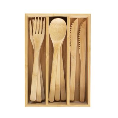 China Totally Sustainable Bamboo Reusable Bamboo Flatware 12-Piece Set With Portable Storage Case for sale