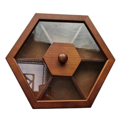 China Creative New Design Hexagon Nuts Candy Packaging Wooden Box Tianmiao-tableware-00029 for sale