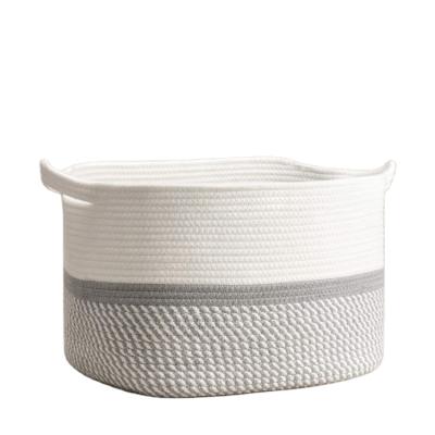 China New Product Eco-friendly Folding Storage Laundry Cotton Rope Storage Basket for sale