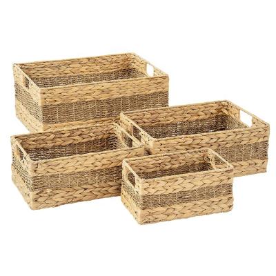 China Viable Water Hyacinth Grass Woven Storage Basket Convenience Environmental Protection for sale