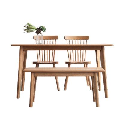 China 5 Pcs Contemporary Solid Oak Wood Dining Table Chair Sets Modern Furniture for sale