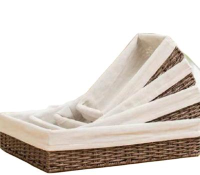 China Minimalist Rustic Woven Baskets Rattan Storage Set for sale