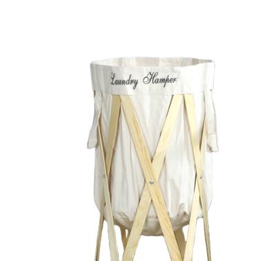 China Minimalist idyllic style wooden laundry basket cabinet for sale