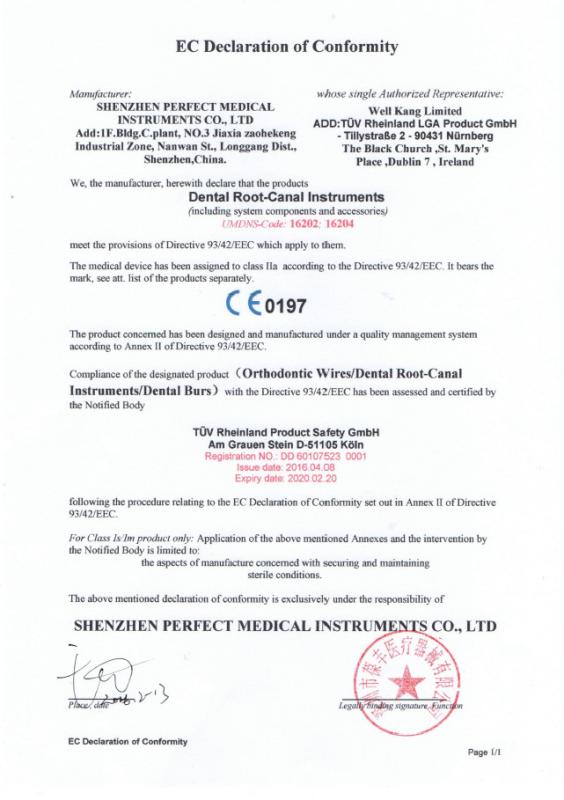 EC Declaration Conformity - Shenzhen Perfect Medical Instruments Co., Ltd