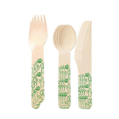 China Hotel restaurant home restaurant printing hot stamp branding wooden fork and wooden spoon fork production for sale