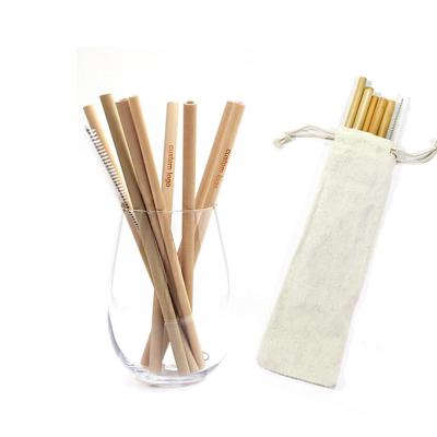 China Reusable Disposable Bamboo Straws 10 Packs With Brush And Pouch CUSTOM BAMBOO STRAWS for sale