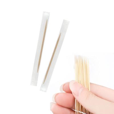 China Disposable Wholesale Bamboo Custom Logo Individually Wrapped Double-End Toothpick for sale