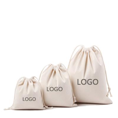 China Drawsting Wholesale Custom Design Small Logo Promotional Price Recyclable Organic Cotton Muslin Drawstring Bags for sale