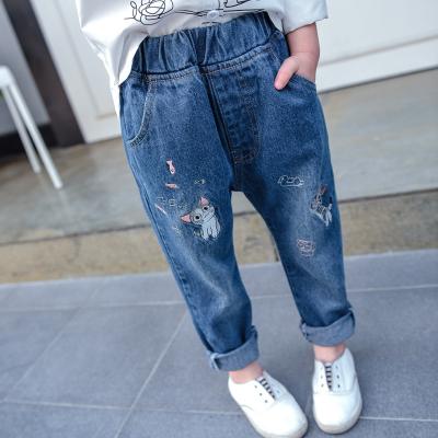 China Breathable 4-13 Years Kids Girl Clothes Denim Dress Pants Bowboy Kids Girls Jeans Pants for sale