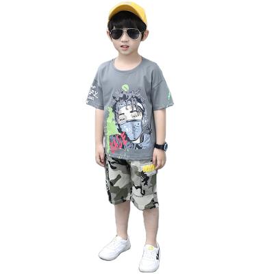 China Summer Casual Boys Clothes Sets 4-13 Years Old Short Sleeve T-Shirts + Camouflage Shorts Sports Outfits for sale