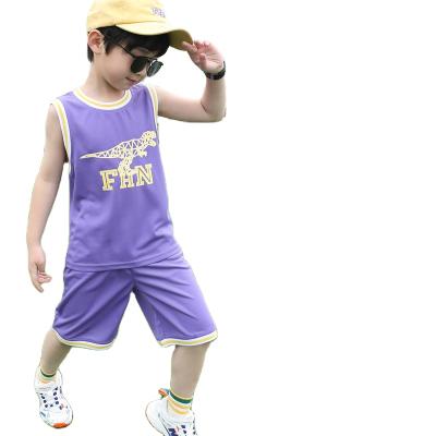 China Summer casual boys clothes sets 4-13 years old sleeveless T-shirts + shorts basketball suits kids clothing 2021 for sale