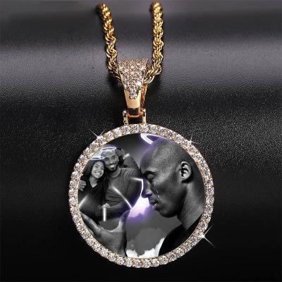 China Custom Memory Lockets Hiphop Photo Solid Pendant Necklace With Tennis Chain Hip Hop Jewelry Personalized Zircon Chains Gift for sale