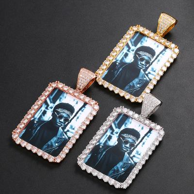 China New Hiphop Photo Custom Square Frame Memory Solid Hip Hop Necklace Fashion Pendant Jewelry for sale