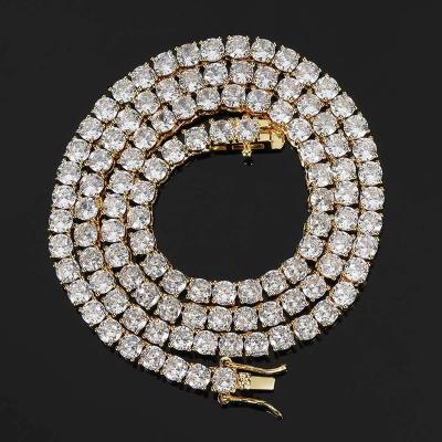 China Hot Sale CLASSIC 3mm 4mm 5mm 6mm 1 Row Shiny Tennis Chain Men Hip Hop Iced Out Silver Bling CZ Necklace Jewelry Gold Color Charm Gift for sale