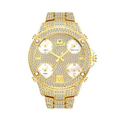 China Men's Quartz Watch Ice Out Waterproof Men's Watch Rhinestone Fashion Time Big Dial Luminous Dial for sale