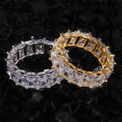 China New FASHIONABLE Zircon Ring 925 Silver Zircon Square Style Fashion Hip Hop Ring for sale