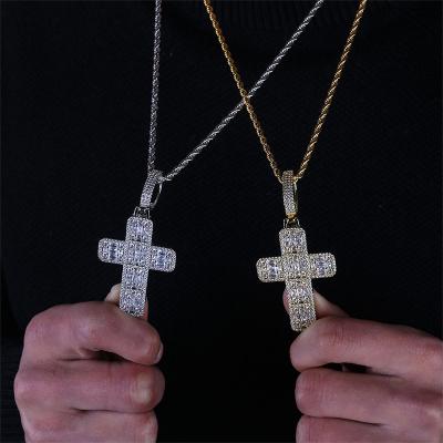 China Hot SaleSlender Hiphop Cross Pendant With Real Gold Plating Three Colors Optional for sale