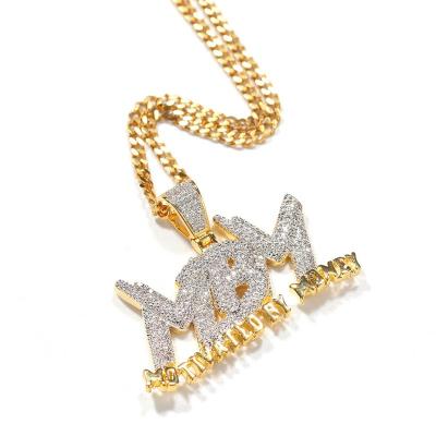 China Hot Hiphop SaleZircon Mbm Motivatedbymoney Two Color Zircon Pendant Necklace for sale