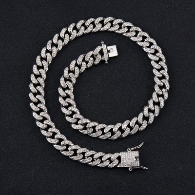 China Hot Sale 13mm Miami Mens 18K Gold Plated Cuban Link Chain Iced Out Paved Crystal Necklace And Bracelet Set HipHop Jewelry for sale