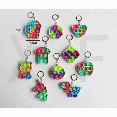 China 2021 Souvenir Gifts Silicone Jumping Sound Key Chain Rainbow, Mini Simple Dimple Push Pop Up Key Chain Set Mini Bubble Fidget Sensory Toy for sale