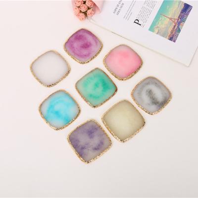 China Europe Amazon wholesale hot creative marble golden resin coasters with stand for sale