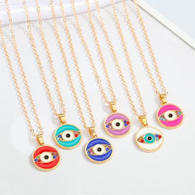 China Romantic Hot Sale Trendy 18k Gold Plated Evil Eye Necklace Turkish Blue Devil Eyes Pendant Necklace 925 Sterling Silver Women Fashion Je for sale