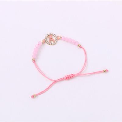 China 26 Drops Oil Cute Alloy Alphabet Plastic Bead Stretch Rope Bracelet for sale