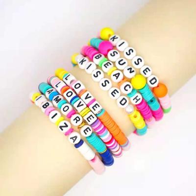 China Cute Design Colorful Beads Alphabet Best Friends Love Plasitic Beads Bracelets, Kids DIY Beads Jewelry for sale