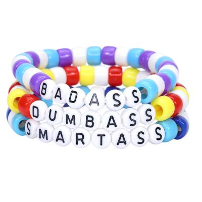 China Cute Design Colorful Beads Alphabet Best Friends Love Plasitic Beads Bracelets, Kids DIY Beads Jewelry for sale