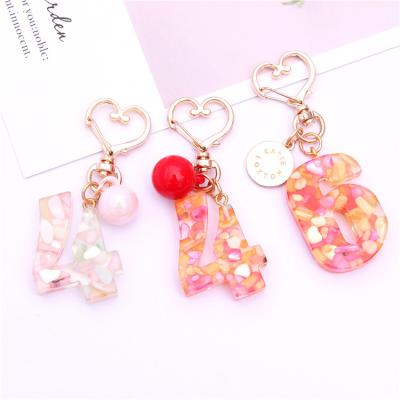 China Cute Acrylic Resin Initials Key Chain Arabic Alphabet Letters Suitcase Purse Stylish Pendant Souvenir Gifts for sale